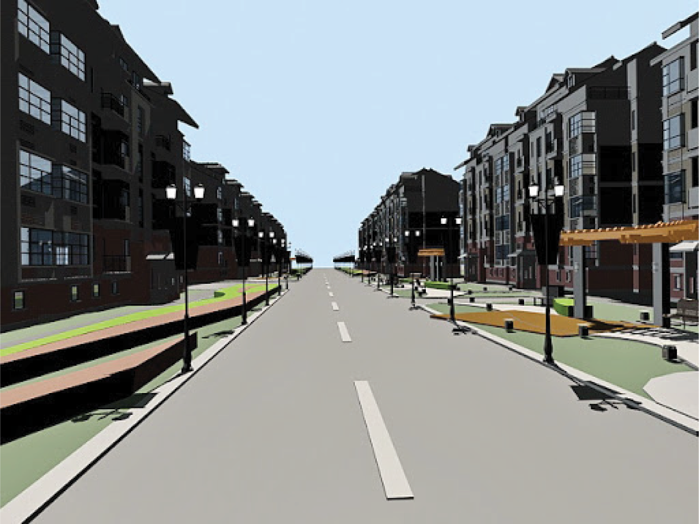 Улица для 3d Max. Street 3ds Max. Жилой двор 3ds Max. Улица 3д.